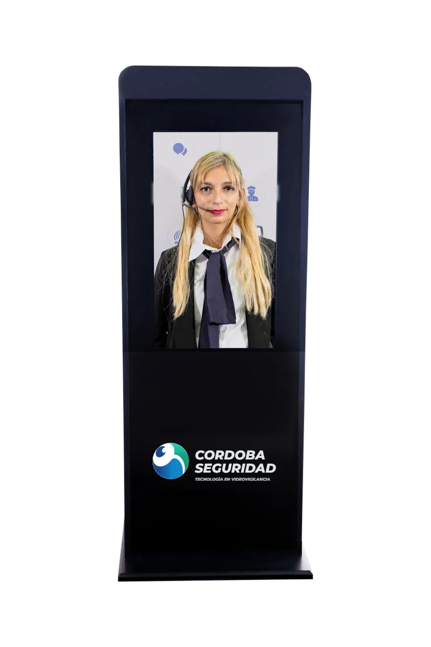 Tótem de Córdoba Seguridad con operadora en pantalla